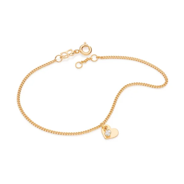 PULSEIRA CORAÇÃO BANHADA A OURO 18K COM ZIRCÔNIA - TAM.19