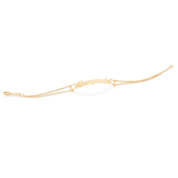 PULSEIRA ABENÇOADA COM CORAÇÕES BANHADA A OURO 18K - TAM.20