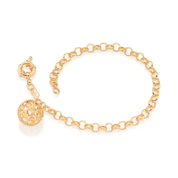 PULSEIRA BANHADA A OURO 18K COM GLOBO - TAM.20