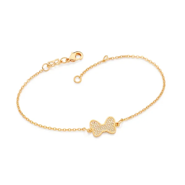 PULSEIRA LAÇO DA MINNIE BANHADA A OURO 18K COM ZIRCÔNIAS - TAM.20