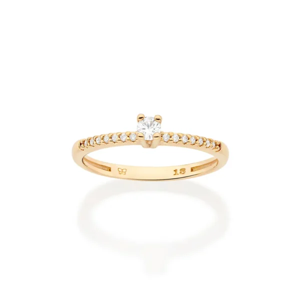 ANEL SOLITÁRIO BANHADO A OURO 18K COM ZIRCÔNIAS - Image 2