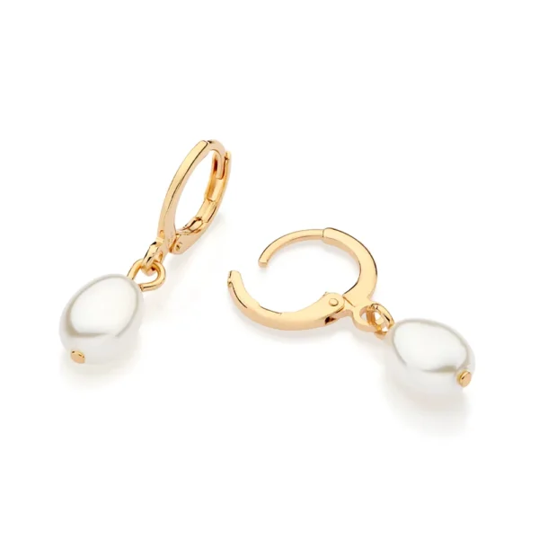BRINCO ARGOLA BANHADO A OURO 18K COM PÉROLAS BARROCAS - TAM.ÚNICO - Image 2