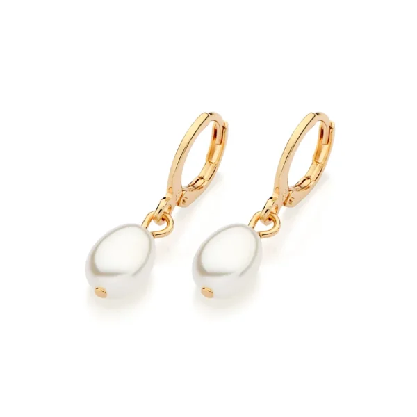 BRINCO ARGOLA BANHADO A OURO 18K COM PÉROLAS BARROCAS - TAM.ÚNICO