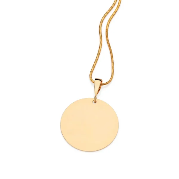 MEDALHA REDONDA LISA PERSONALIZÁVEL BANHADA A OURO 18K - TAM.ÚNICO  SOB ENCOMENDA - Image 2