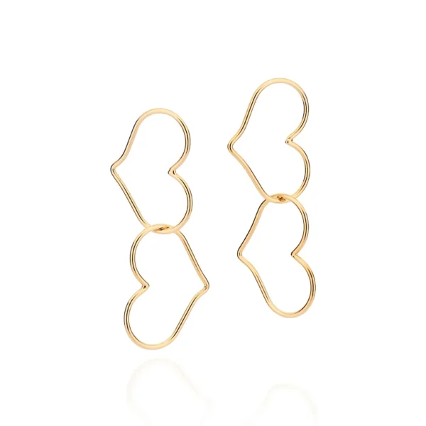 MAXI BRINCO CORAÇÕES BANHADO A OURO 18K - TAM.ÚNICO
