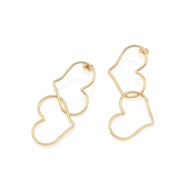 MAXI BRINCO CORAÇÕES BANHADO A OURO 18K - TAM.ÚNICO - Imagem 3