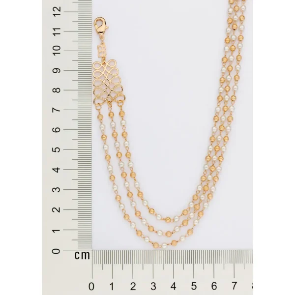 COLAR TRIPLO BANHADO A OURO 18K COM PÉROLAS SINTÉTICAS E ESFERAS - TAM.45 - Image 3