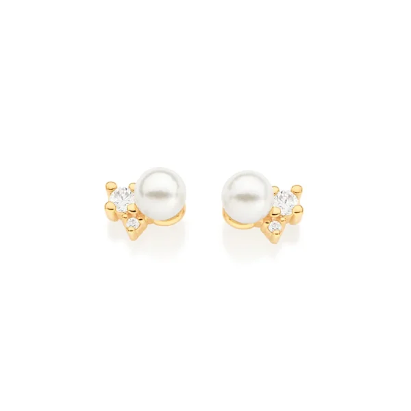 BRINCO BANHADO A OURO 18K COM ZIRCÔNIAS E PÉROLAS - TAM.ÚNICO