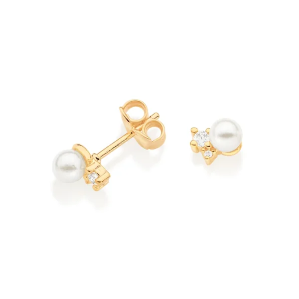 BRINCO BANHADO A OURO 18K COM ZIRCÔNIAS E PÉROLAS - TAM.ÚNICO - Image 3