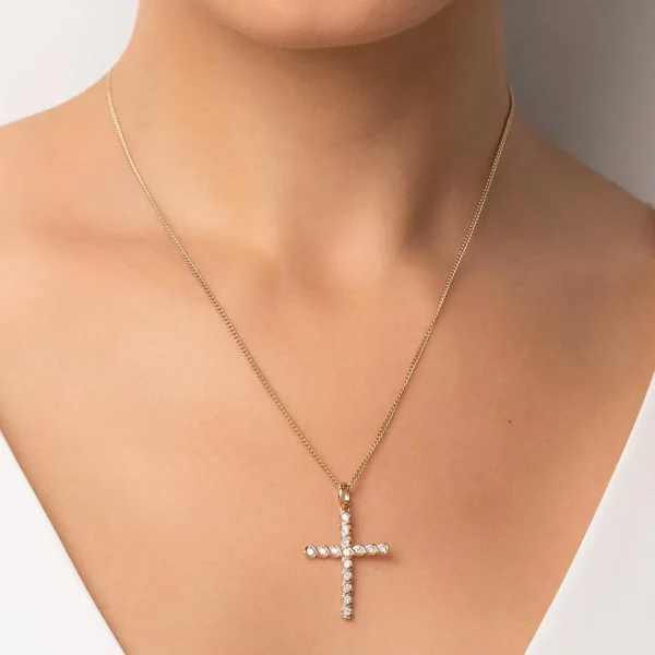 PINGENTE CRUZ BANHADO A OURO 18K COM ZIRCÔNIAS - TAM.ÚNICO - Image 2