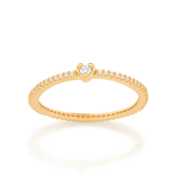 ANEL SOLITÁRIO BANHADO A OURO 18K COM ZIRCÔNIAS - Image 3