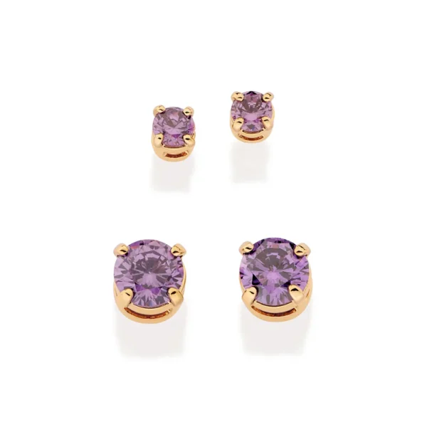 KIT BRINCO BANHADO A OURO 18K COM ZIRCÔNIAS - TAM.ÚNICO
