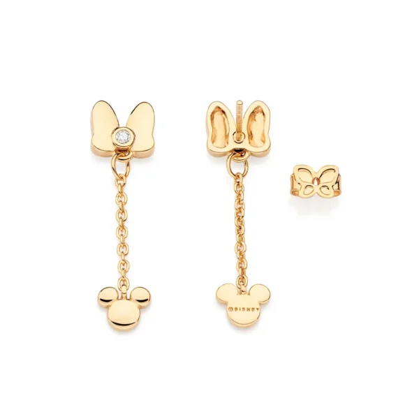 BRINCO PÊNDULO LAÇO MINNIE BANHADO A OURO 18K COM ZIRCÔNIAS - TAM.ÚNICO - Imagem 2