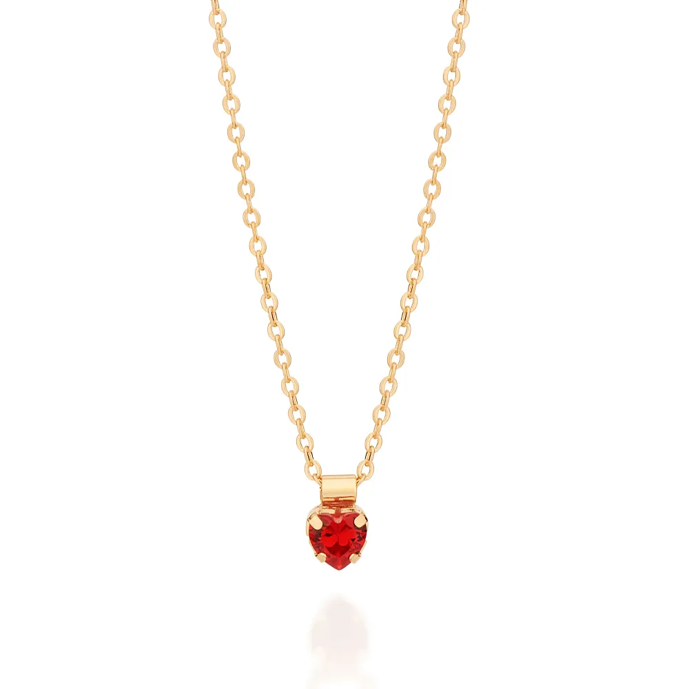GARGANTILHA CORAÇÃO BANHADA A OURO 18K COM CRISTAL - TAM.50