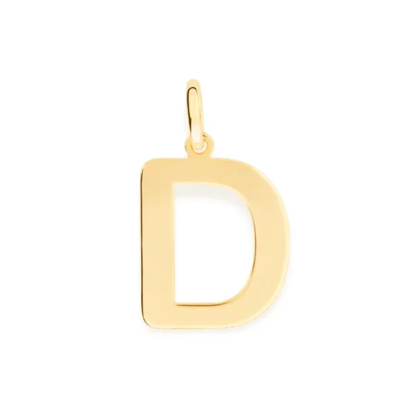PINGENTE LETRA BANHADO A OURO 18K -LETRA D - TAM.ÚNICO