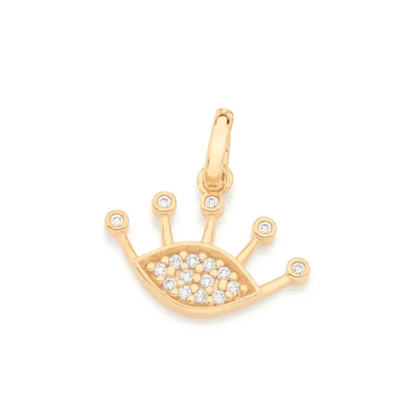 PINGENTE OLHO GREGO BANHADO A OURO 18K COM ZIRCÔNIAS - TAM.ÚNICO