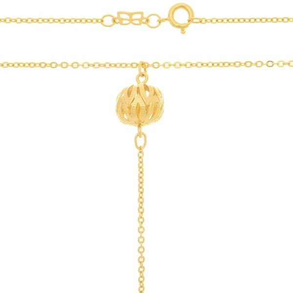 CORDÃO GRAVATA BANHADO A OURO 18K COM BOLA TRABALHADA E CRISTAL - TAM.70 - Image 3
