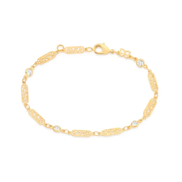 PULSEIRA BANHADA A OURO 18K COM ZIRCÔNIAS - TAM.20