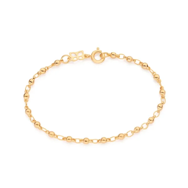PULSEIRA BANHADA A OURO 18K COM BOLAS - TAM.16